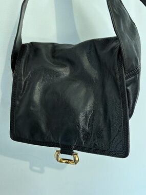 Vintage Loewe Madrid 1846 Black Leather Shoulder Bag